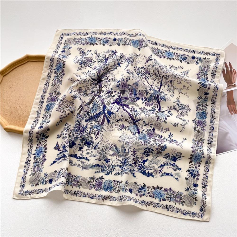 Floral Print Square Scarf Breathable Lady Scarves Headband Fashion Handkerchief