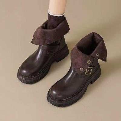 Ботинки Мартин на толстом каблуке женские в британском стиле на платформе короткие ботинки женские 2025 новая осень универсальные два варианта носки джинсовые кожаные туфли одинарные ботинки