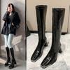 Fashion 2024 New Women Mid Calf Boots Fashion Candy Color Zipper Goth Ladies Shoes Patent Leather Long Boot Luxury Designer High Heels