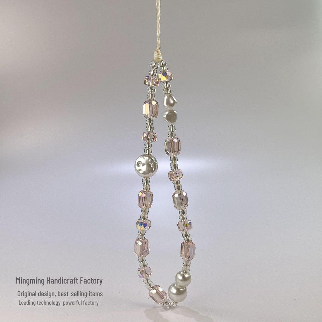 Универсальная цепочка для телефона с розовыми бриллиантами: Высококачественный браслет в японском и корейском стиле, устойчивый к падениям и потерям