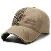 Sunday Foreve Embroidered Leopard Patchwork Baseball Cap Distressed Hip Hop Peaked Cap Washed Cotton Sunscreen Trucker Hat