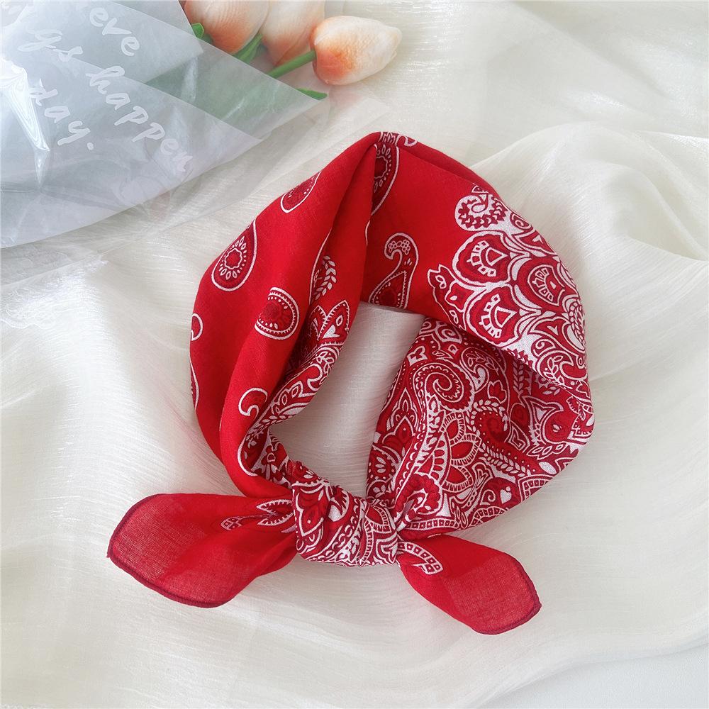 Cotton And Linen Small Square Scarf Silk Scarf Women'S Spring And Autumn New Style Artistic And Versatile Fashionable Temperament Headband Scarf