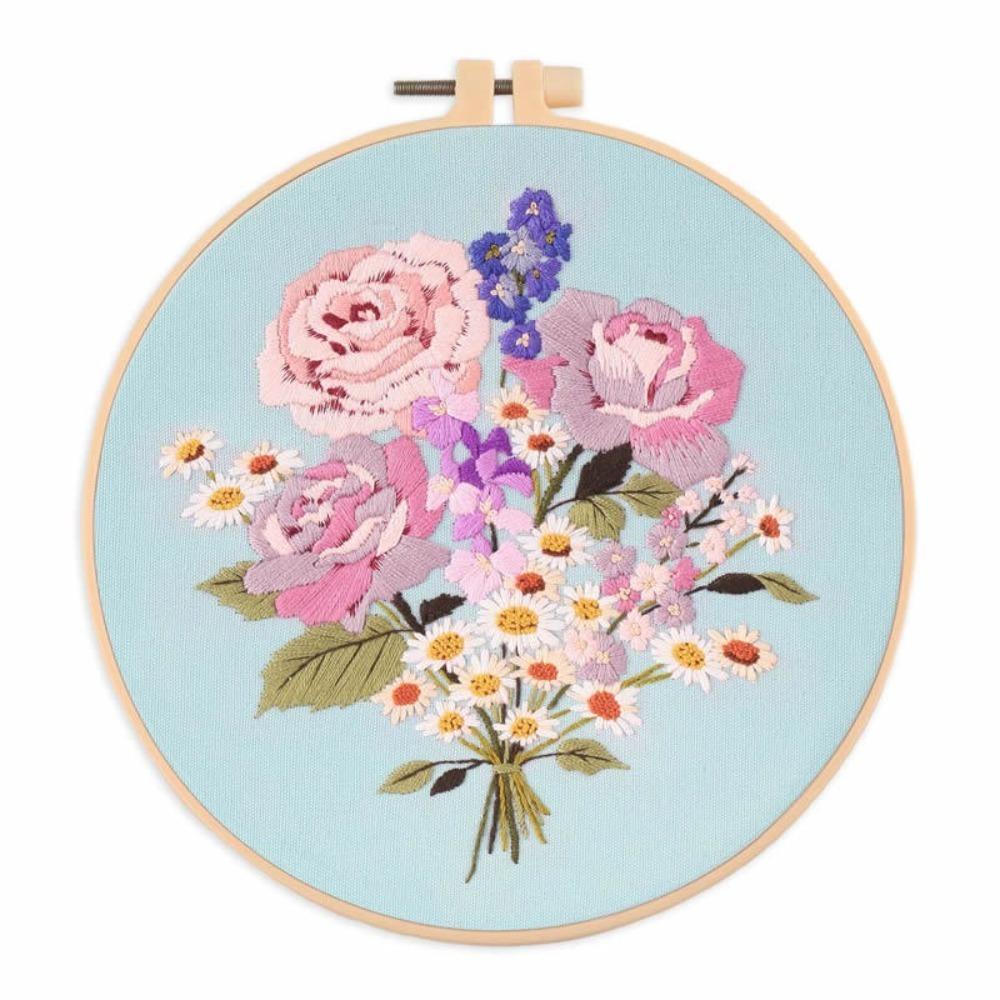 With Floral Flower Patterns Embroidery Kit Fabric for Beginners Cross Stitch Kits Home Decoration Handmade Gift