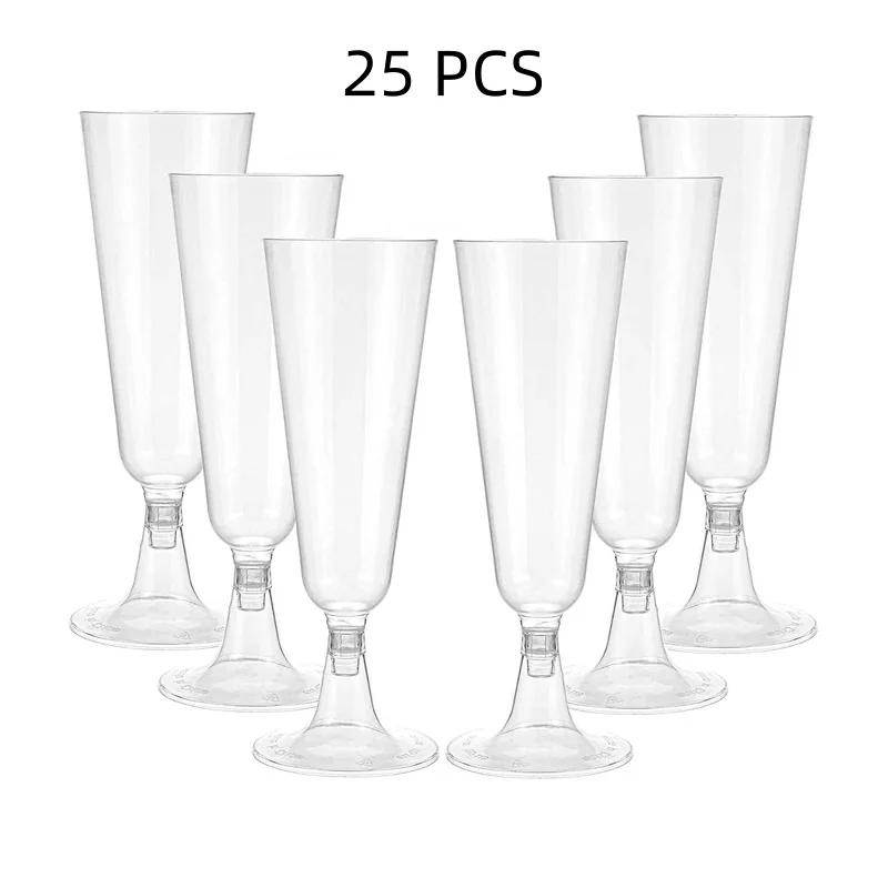 25 бокалов для шампанского, одноразовые бокалы для коктейлей, пластиковые бокалы для красного вина, высокие бокалы, бокалы для мартини с золотой пудрой, для вечеринки в баре