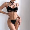 Cut Out Halter Bra + Panty Underwear Set Women Velvet Lingerie Set Sexy Erotic Intimates Set