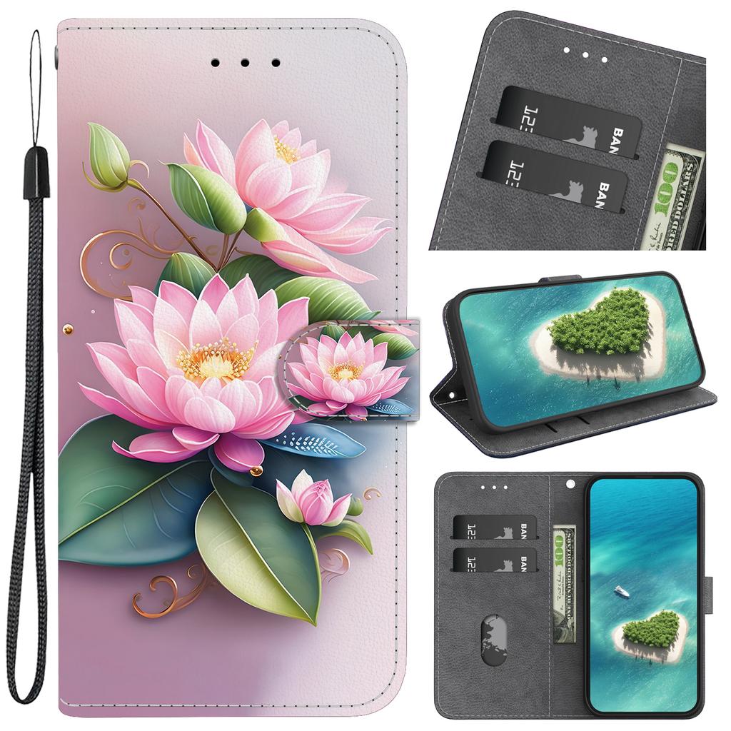 Чехол-кошелек из искусственной кожи с рисунком цветка лотоса для iPhone Samsung Infinix TECNO OPPO Realme Moto Blackview Nokia... для более чем 900 моделей телефонов