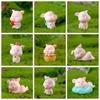 Cute Garden Home Decor Bonsai Decoration Figurine Micro Pig Family Resin Ornaments Miniature Model