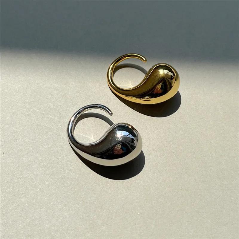 LATS New Fashion Designer Gold Silver Colour Water Drop Ring Woman Europe America Luxury Jewelry Trendy Accessories Gift