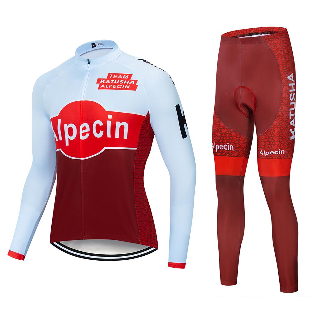 Велоформа Alpecin Team для мужчин, комплект с длинным рукавом, одежда для горного велосипеда, майка, одежда для велоспорта, велоодежда, велосипедные штаны с лямками и 19D гелевой вставкой