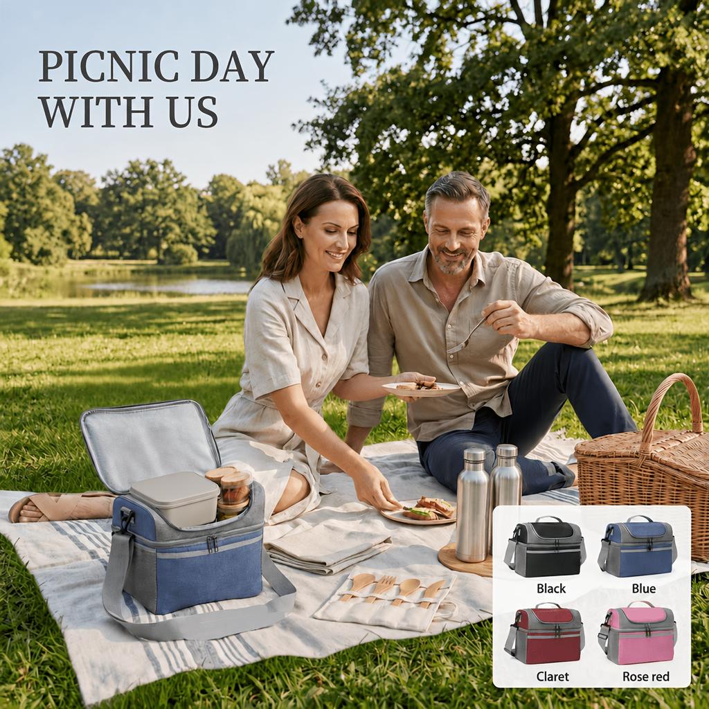 Large Insulated Lunch Bag Oxford Cloth Detachable Thermal Tote For Office Travel Picnic Portable Heat Cold Retention Storage Bag