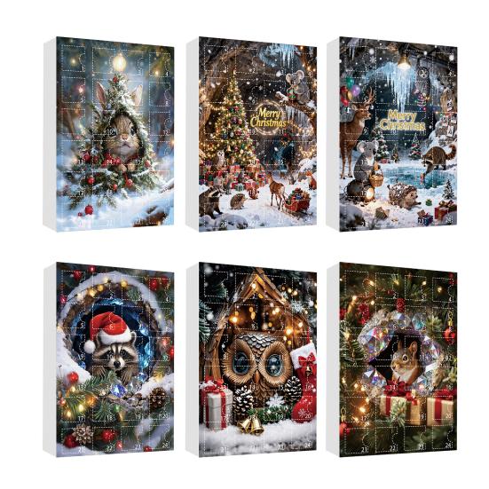 Лесной Животный Адвент-календарь 2025 24 Дня Милый Животный Праздничный Декор Обратный Отсчет до Рождества