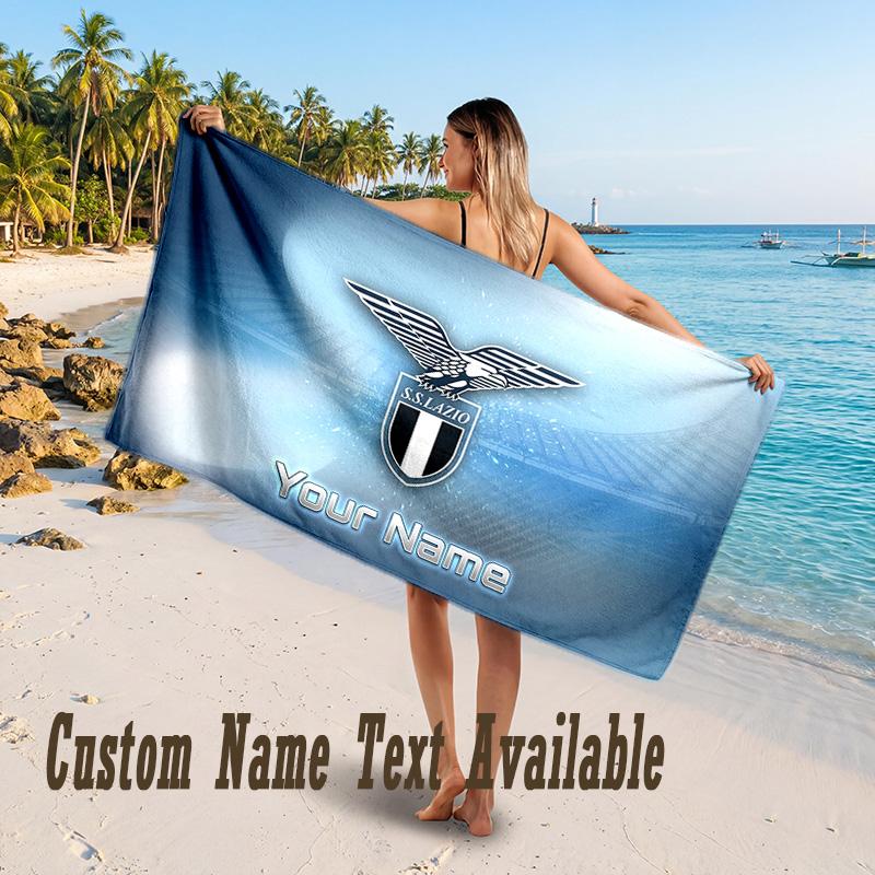 Lazio FC Design Beach Towel Custom Text Large Towel for Beach Vacation