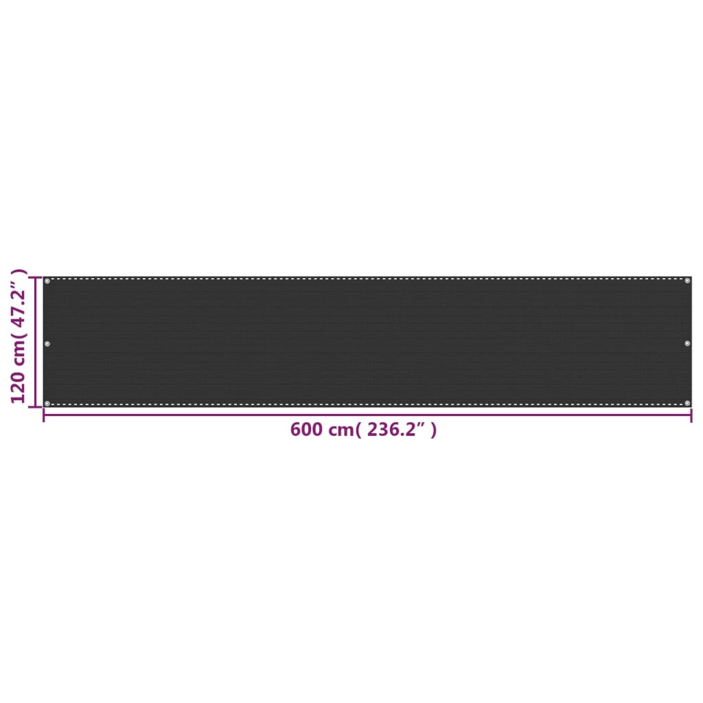 Balcony Privacy Screen Anthracite Grey 120 x 600 cm HDPE