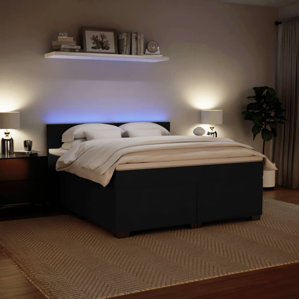 Box Spring Bed with Mattress Black 180 x 200 cm Velvet