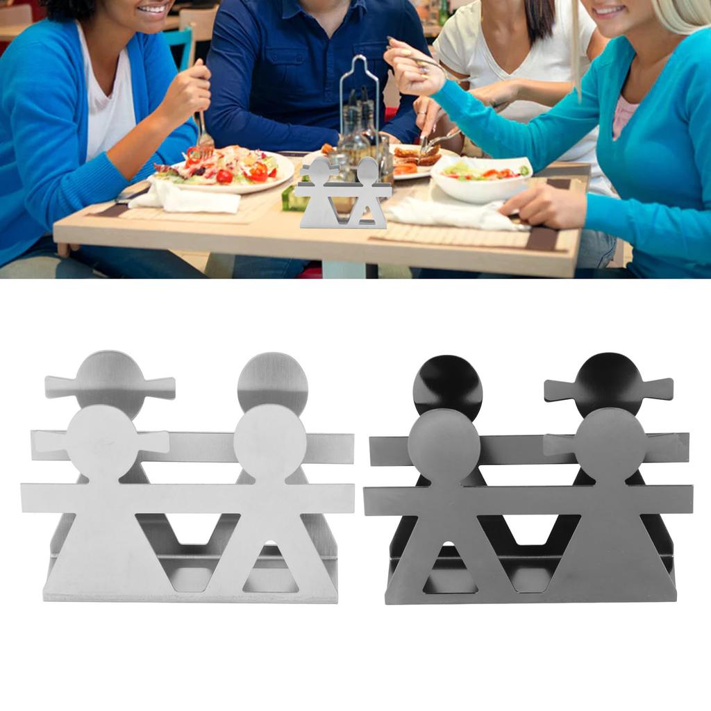 Вертикальный держатель для салфеток «Мальчик и девочка» с ажурным узором из кованого железа, вертикальный держатель для салфеток на столе 