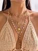 Layered Gold Starfish Pendant Necklace Women White Seed Bead Rope Cord Choker Boho Beach Summer Vacation Jewelry