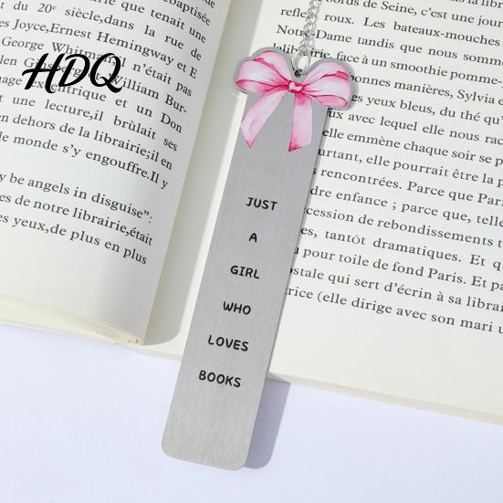 Закладка для книг из нержавеющей стали с розовым бантом, маркер страниц для девочек, элегантная книга