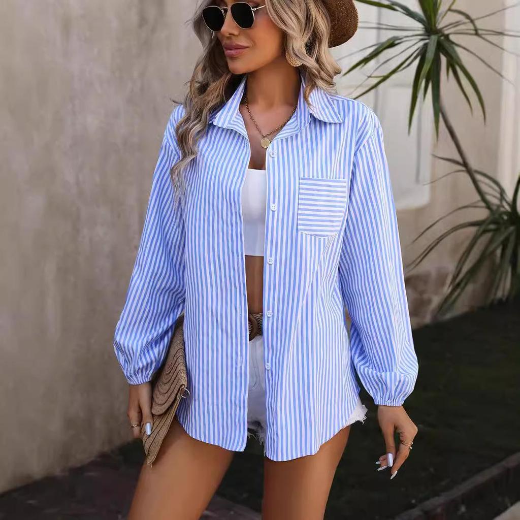 Женская рубашка с длинным рукавом на пуговицах, весна-осень 2024, европейско-американский стиль