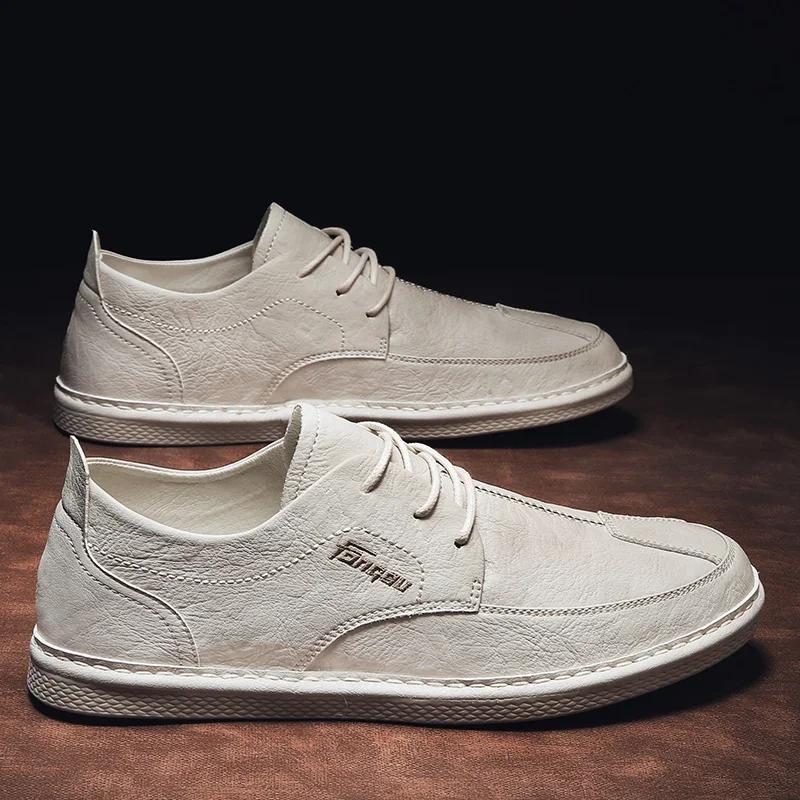 Обувь для мужчин Новые кожаные туфли мужские кроссовки на шнуровке повседневные черные балетки корейский стиль роскошные повседневные лоферы