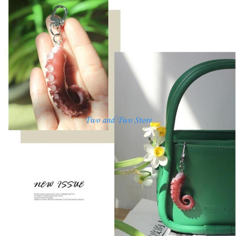 HX6F Octopus and Squid Claw Keyring Decoration Bag Pendant Multifunctional Keychain Charm Stylish Phone Charm Decoration