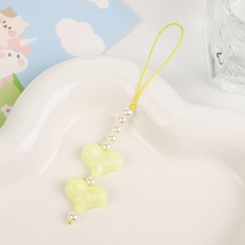 Delicate Heart Phone Charm Colorful Handmade Heart Phone Strap Acrylic Material Heart Phone Jewelry Gift for Women Girls