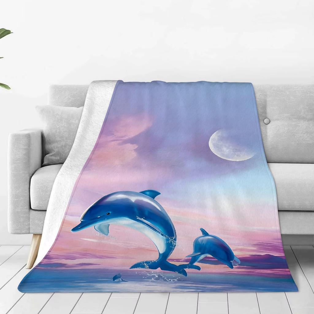 1 шт. Розовое одеяло в стиле мечты с 3D-принтом дельфинов, удобное фланелевое одеяло для дома, гостиной, спальни, для украшения, подарок на день рождения