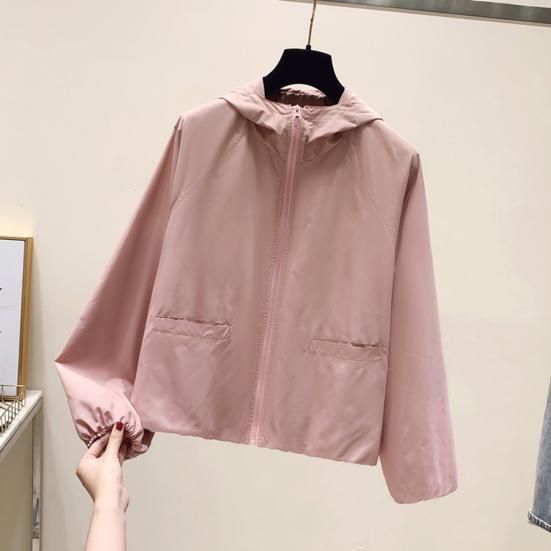 Женское осенне-весеннее пальто свободного покроя, однотонное, на молнии, с длинными рукавами, с капюшоном, карманами, гладкая поверхность, дорожная куртка для отдыха на природе