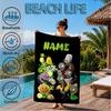 Custom Name Beach Towel Zombies Battle Microfiber Beach Towel, Lightweight for Summer Travel, Swimming Pool Fan Birthday Gift