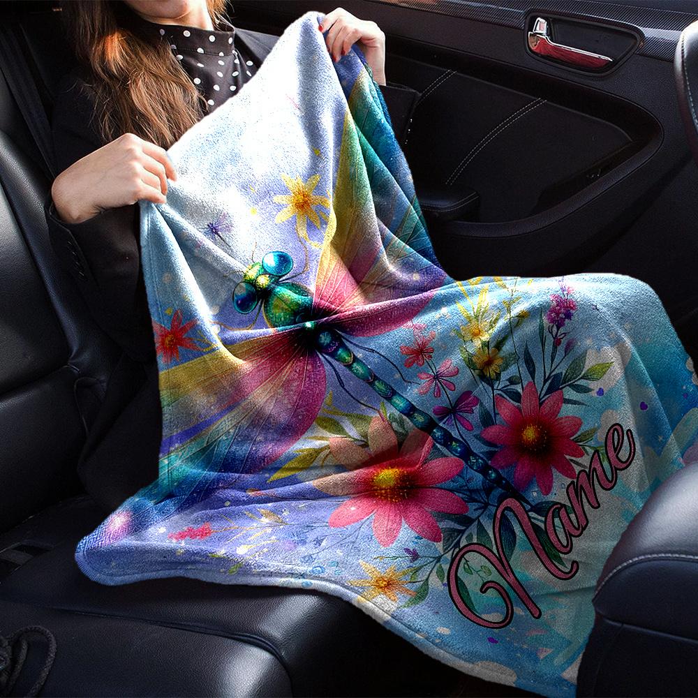 Colorful Dragonfly In A Magical Garden Lightweight Customize Text Warmthful Decor Suitable For Sofa Couch Office Bed Picnics For All Occasions Modern
