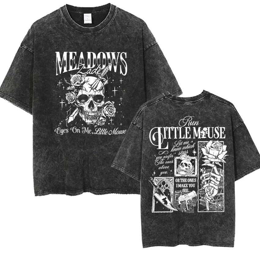 IICYIFY Mens Skull Vintage Washed Tshirts Run Little Mouse Print Short Sleeve Tshirt Yk Unisex Punk Gothic Clothing T Shirt
