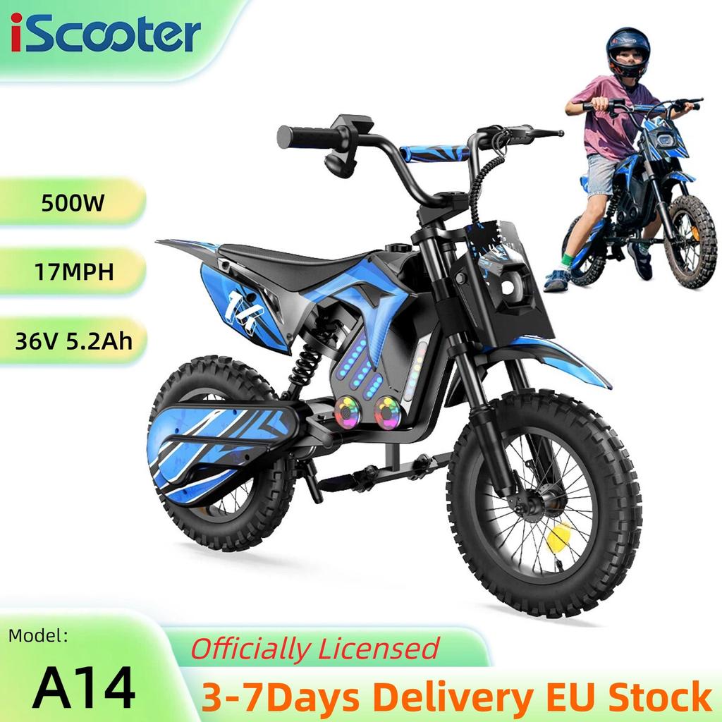 IScooter A14 27 км/ч Детский Электромотоцикл 14-дюймовое Колесо 500 Вт Мотор 36 В/5,2 Ач Аккумулятор Двойная Амортизация С Bluetooth Электровелосипеды