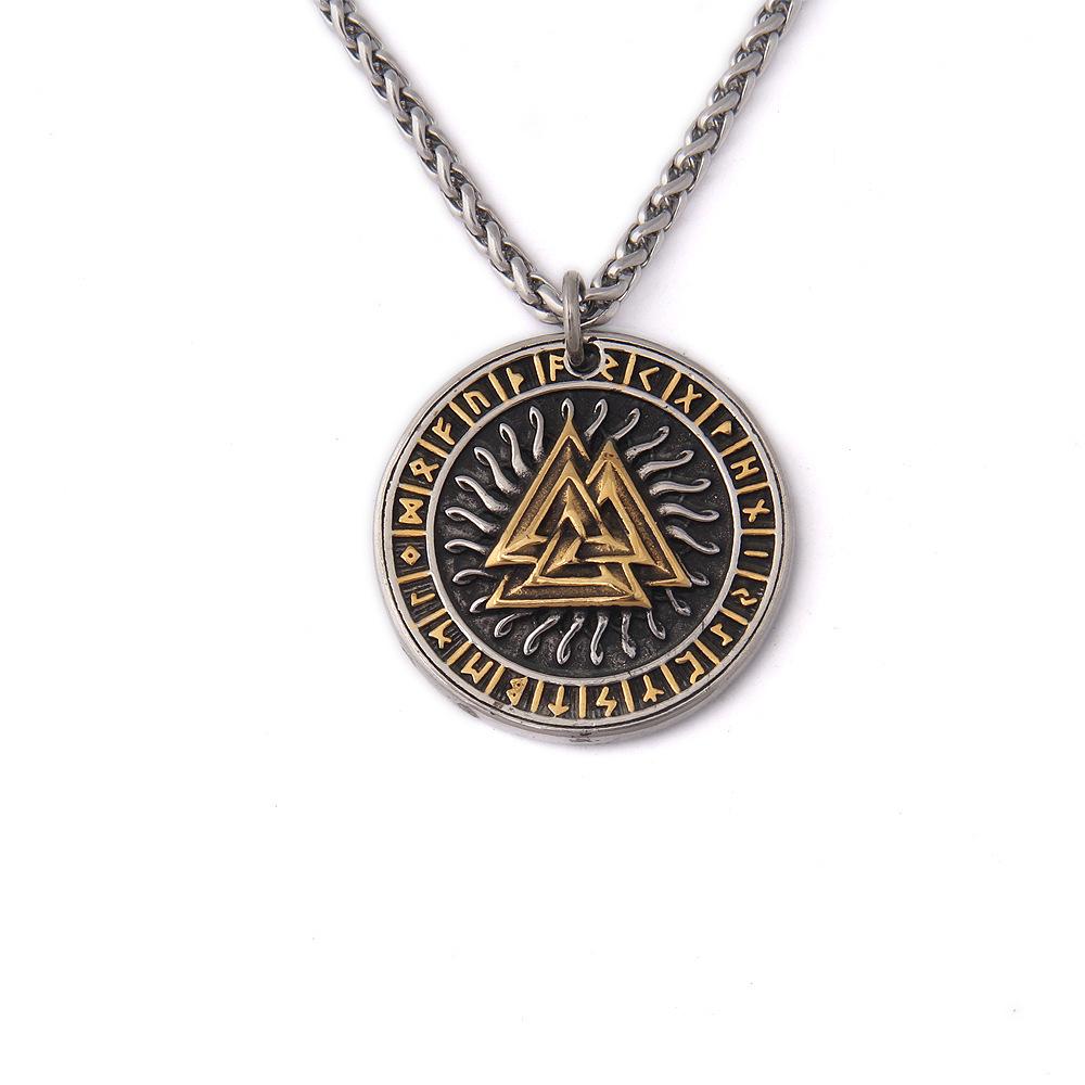 Норвежский скандинавский викинг ожерелье персонализированная руна мода треугольник мужской кулон ювелирные изделия из нержавеющей стали