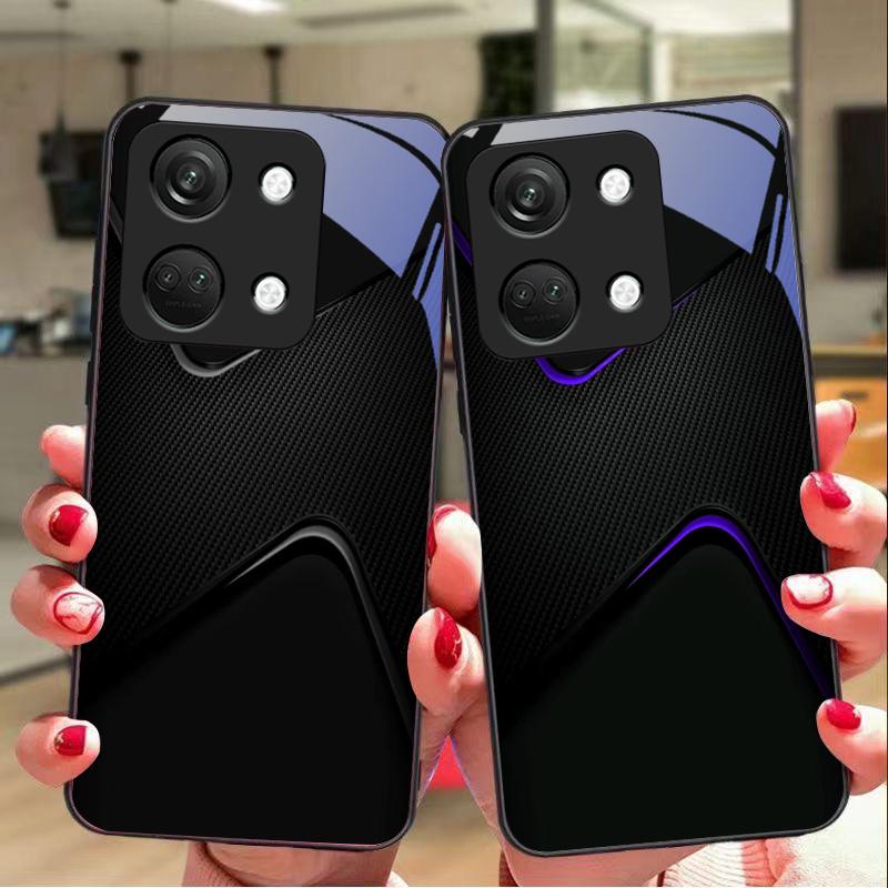 Простой и большой для OnePlus Nord 3 5 6T 7 Pro 8 12 10T Reno8 Lite 5G 10R Nord N30 Чехол для телефона из закаленного стекла с твердой оболочкой Черный