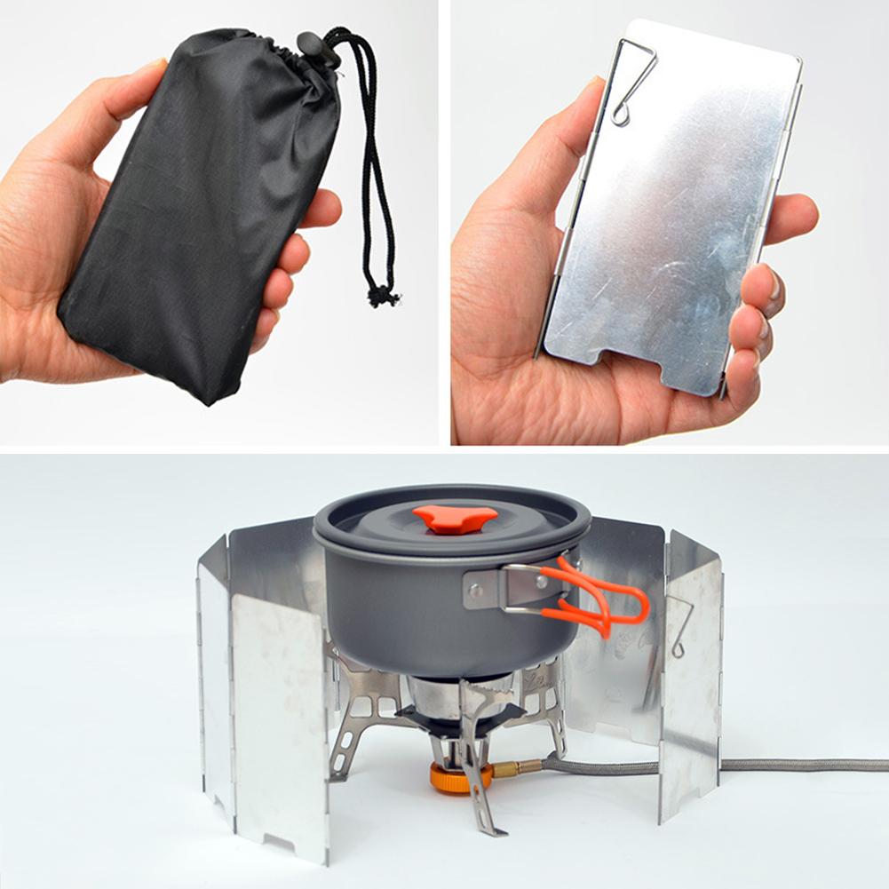Ветрозащитный экран для походной плиты 9 пластин Складной Уличный Ветрозащитный экран для газовой плиты Тепловой экран Пикник Приготовление пищи Горелка Ветрозащитный экран