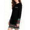 Женское черное вязаное платье повседневное винтажный стиль платье свитер осенняя мода теплая одежда