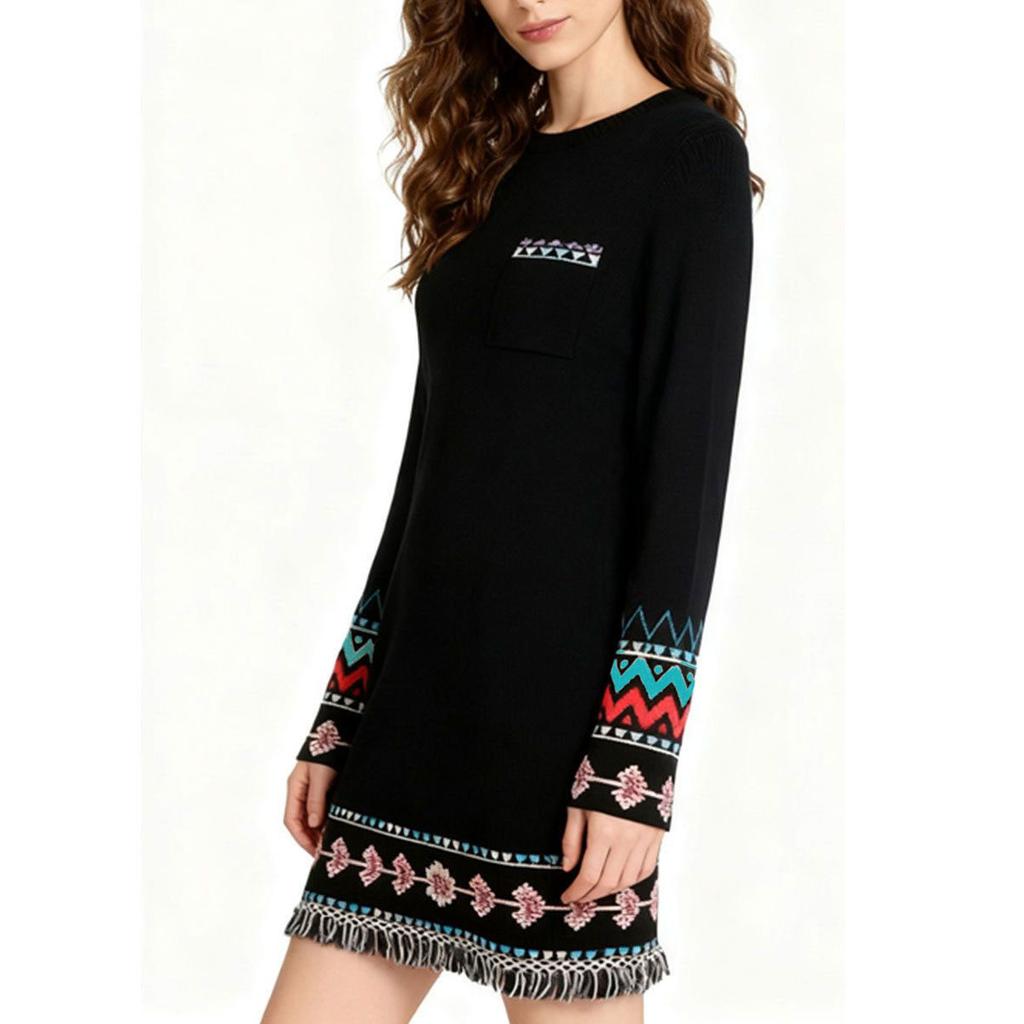 Женское черное вязаное платье повседневное винтажный стиль платье свитер осенняя мода теплая одежда