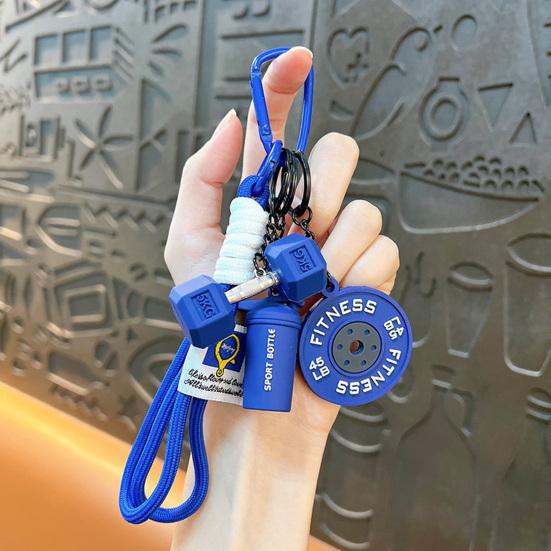 Брелок-подвеска Многофункциональный портативный брелок с плетеным шнурком Бутылка для воды Гантели Штанга Диски Фитнес-шарм Спортивные аксессуары