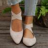 European and American foreign trade large size flat bottom elastic band shallow mouth single shoes women's suede pointed foot cover lazy work shoes