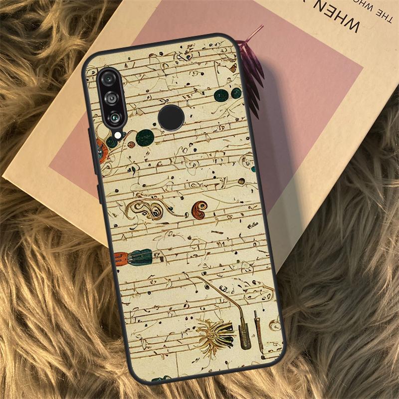 Нотная запись Музыкальные ноты Для Huawei Nova Y90 Y60 Y61 Y70 Y72 Y73 Y91 3i 7i 8i 11i 12i 9 10 SE P20 P30 P40 Lite Чехол