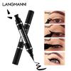 Подводка для глаз Langmanni Double Head Seal Eyeliner водостойкая, прочная и не размазывается. 2 в 1 Треугольная черная подводка для глаз