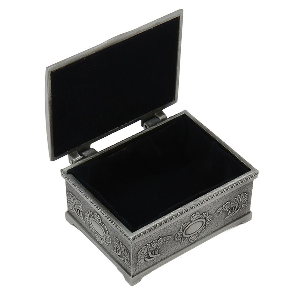 Винтажная шкатулка для украшений, не ржавеющая, устойчивая к выцветанию, из цинкового сплава, с мягким бархатом, декоративная, для сокровищ и безделушек