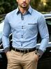 Stylish men's stand collar long sleeve shirt, versatile for daily and formal wear.
