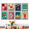 Gin Tonic Kitchen Printed Cocktail Wall Art Canvas Painting Kitchen Poster Bar Club Life Home Decoration Cartoon Beverage Picture