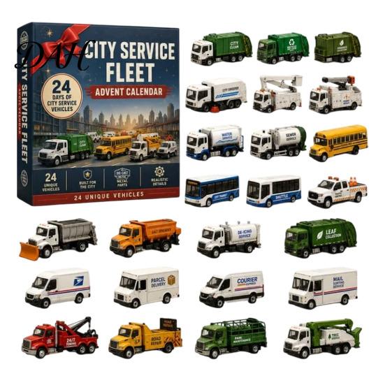 Kids Christmas Gift 2026 Transportation Advent Calendar, 24-Day Acrylic Ornament Set with Vehicle Holiday Companion Figures, Tree Hanging