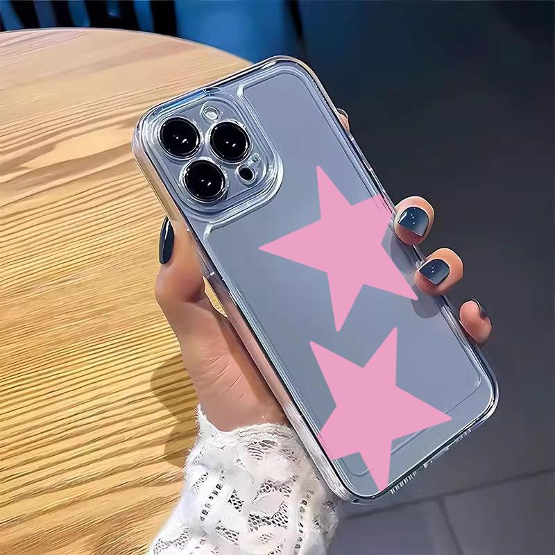 Красочный чехол-пентаграмма прозрачный для iPhone 17 Air 16E 16 15 14 13 12 11 Pro Max XR XS 7 8 Plus SE2 MINI Креативная крышка со звездами
