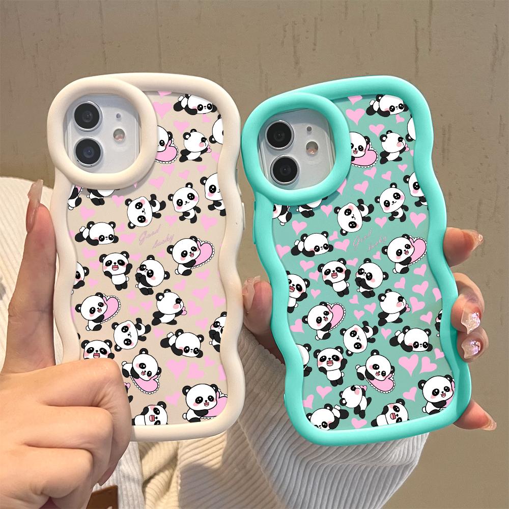 Cute Panda Soft Phone Cover for Samsung Galaxy A52 A73 A12 A11 S24 Ultra 5G S23 S22 S21 S20 FE Wave Edge Shockproof Protective Rubber Case