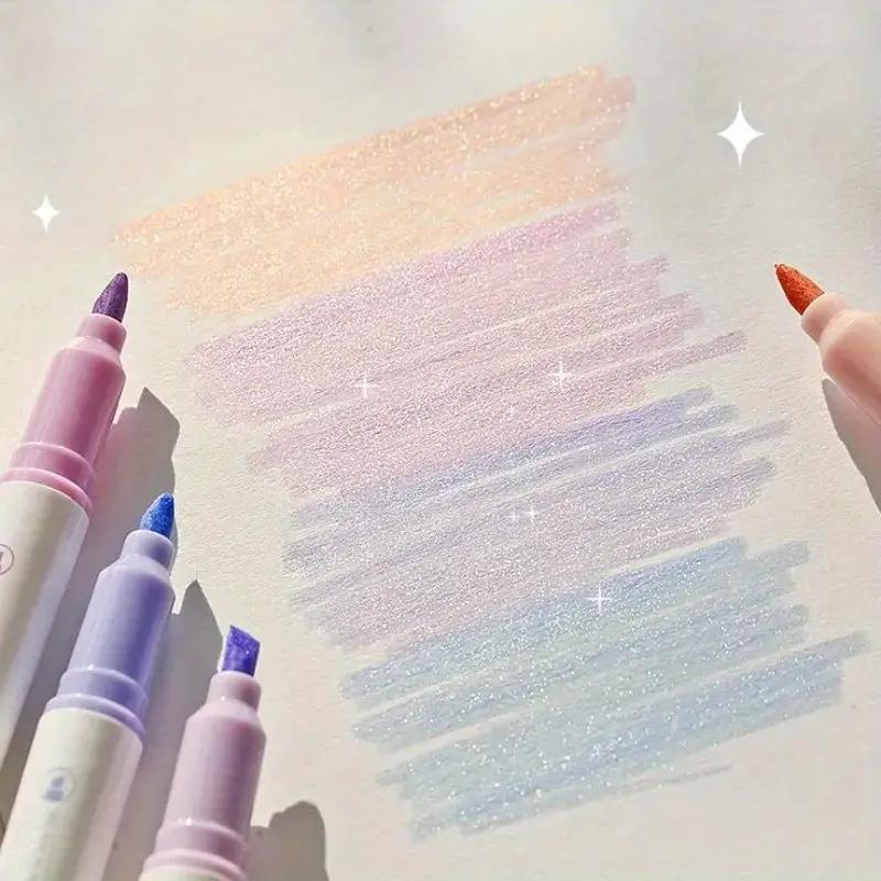 4 Colors Kawaii Glitter Highlighter Pen Pastel Chisel Pastel Highlighter Marker Scrapbook Painted Stationery School Supplies