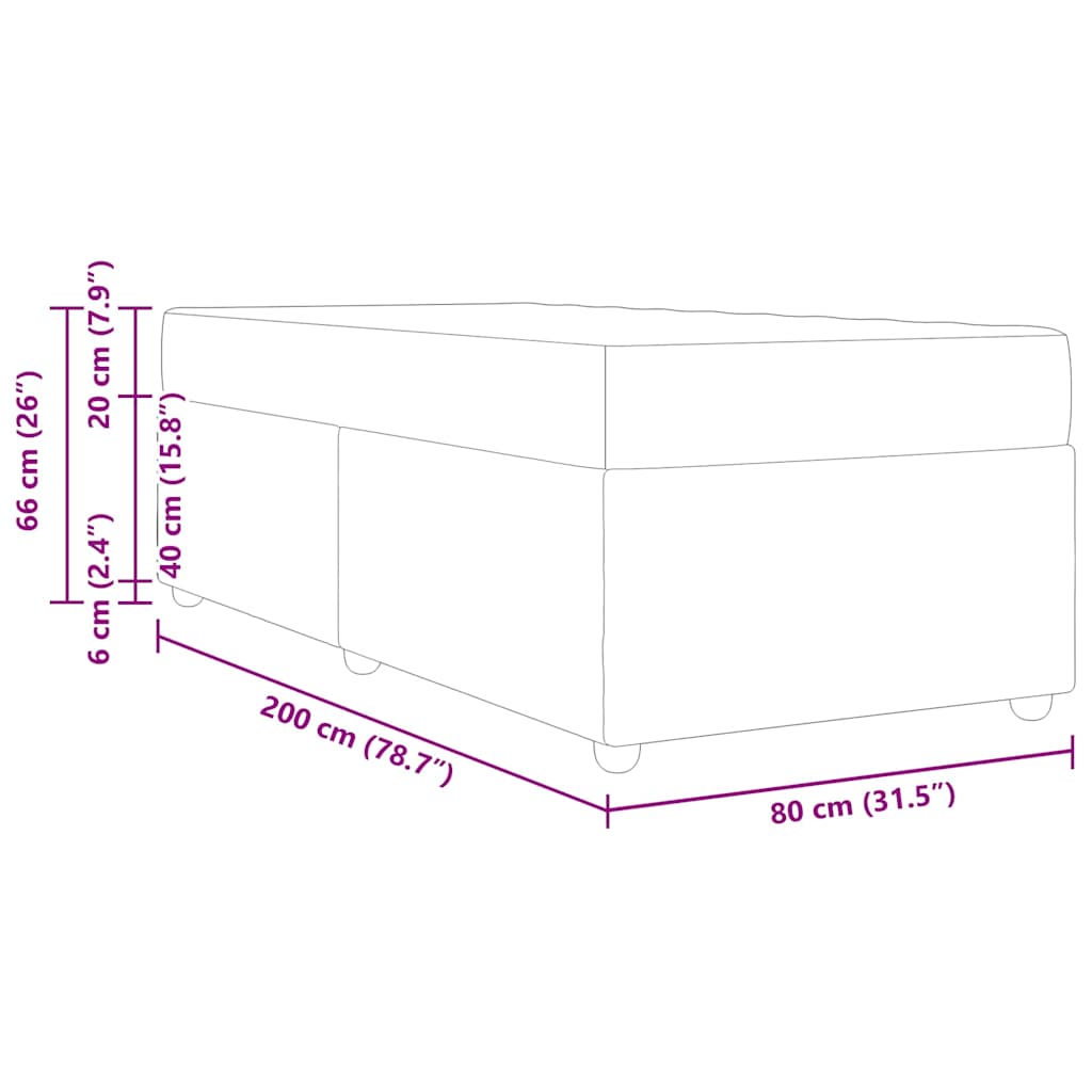 Bed Frame with Mattress Light Grey 80 x 200 cm Fabric
