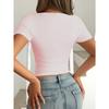 Горячая Девушка Сексуальная Кружевная Вставка Короткий Рукав Футболка Женская Весна и Лето