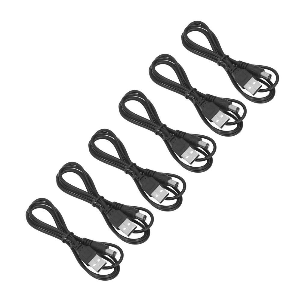 6 шт. 5 В постоянного тока разъем кабеля питания USB 2.0 A папа на 5.5x2.1 мм зарядный штекер черный